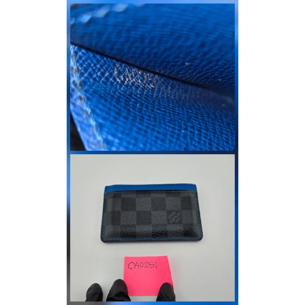 Louis Vuitton Damier Graphite Porte Cartes Simple Card Holder Blue N64029